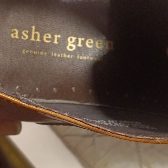 Asher Green Mens  Textured Brown Genuine Leather  Oxford Tie Up Shoes Sz 8